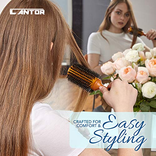 Gentle Wooden Detangling Hair Brush, Round Design, 9-inch Size for Styling - Image 6