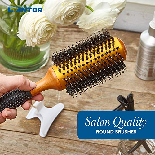 Gentle Wooden Detangling Hair Brush, Round Design, 9-inch Size for Styling - Image 5