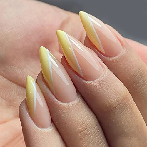 Yellow White Acrylic Nail Design Kit for Stylish Trendy Manicures