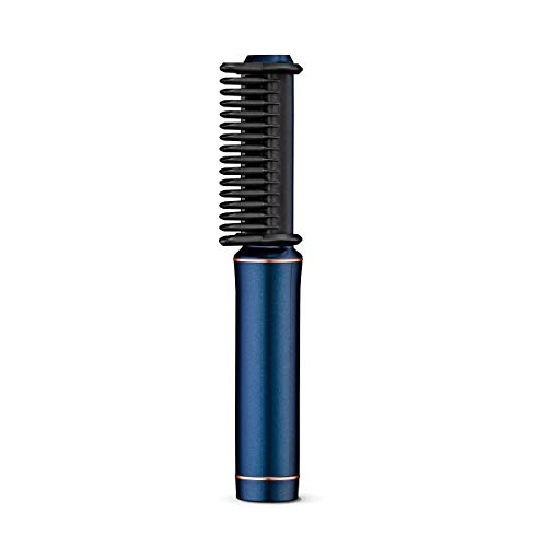 Portable hair brush with built-in battery for easy styling.