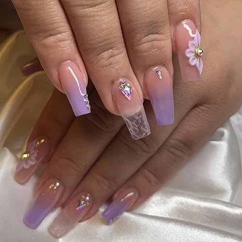 Violet acrylic nails for a trendy look. - Image 4