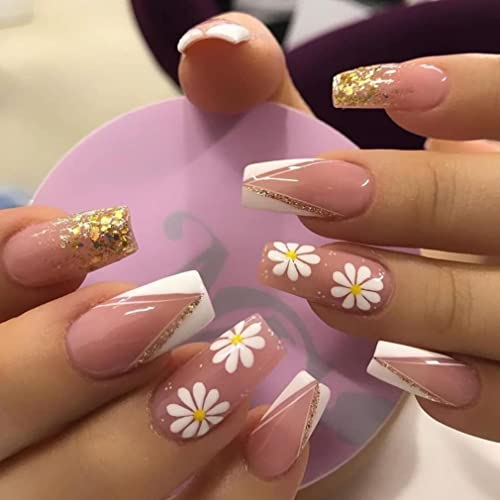 Sparkling Yellow Glitter Acrylic Nails Kit - Long Wear, Simple Application, Any Event
