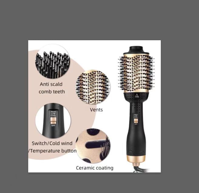 Black hair blow dryer brush for styling and drying. - Image 3