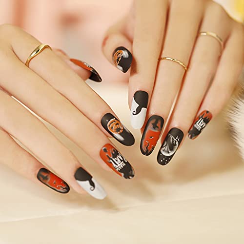 All-black round acrylic nails.