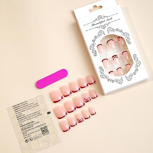 Vibrant Blood Red Acrylic Nail Design Kit - 24 Piece Set - Image 4