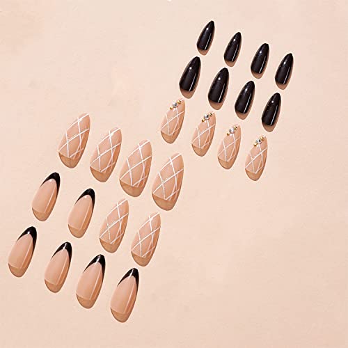Short Almond Acrylic Nails Natural Finish 24 Piece Pack - Image 5