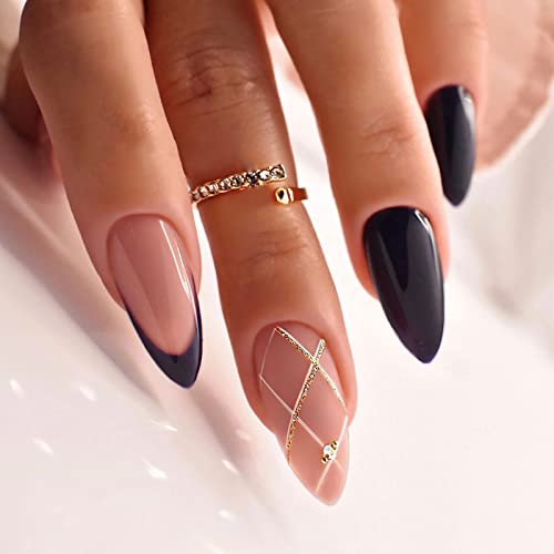Short Almond Acrylic Nails Natural Finish 24 Piece Pack