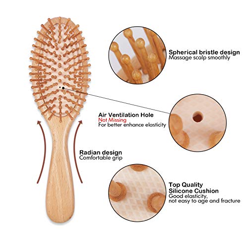 Natural wood hair brush for eco-friendly grooming. - Image 3