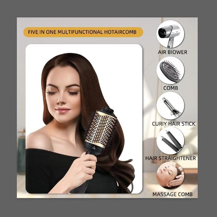 Black hair blow dryer brush for styling and drying. - Image 2