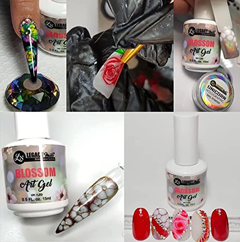 Gel nail art with blossom design. - Image 8
