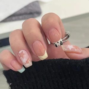 Acrylic Nails with Black Spots