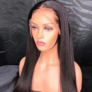 Yaki Human Hair Lace Front Wig - Natural Black, 150% Density