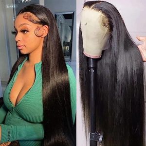 Black Straight Human Hair Lace Front Wig