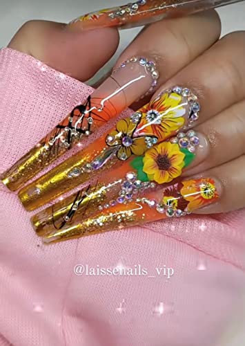 Trendy Yellow Acrylic Nails, 24 Pieces, Stylish Designs for Any Occasion - Image 2