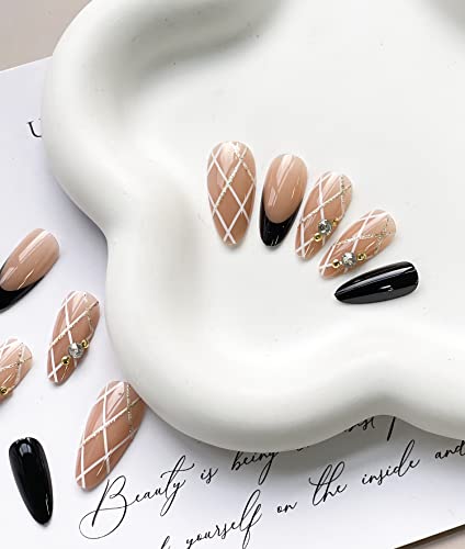 Short Almond Acrylic Nails Natural Finish 24 Piece Pack - Image 2