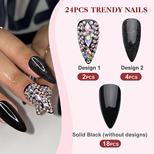 Black Outlined Acrylic Nails - Image 2