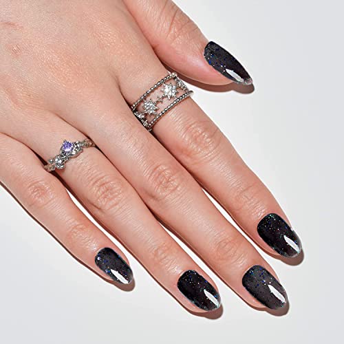 Black Oval Acrylic Nails - Image 2