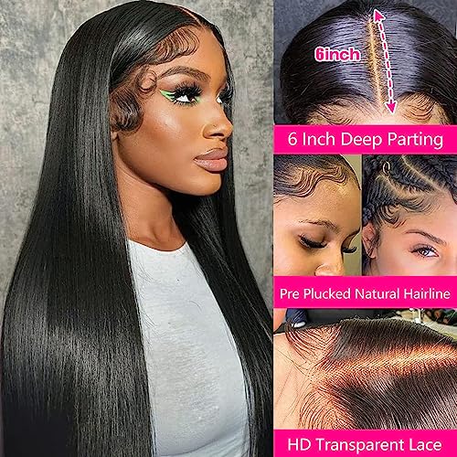 Black Straight Human Hair Lace Front Wig - Image 2