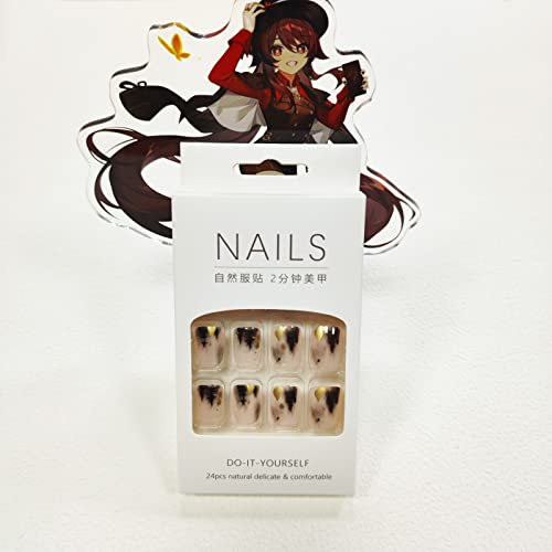 12 Piece Black Acrylic Nail Tips Set Glossy Finish Medium Size - Image 3