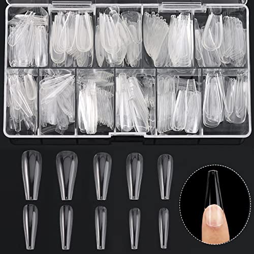Coffin nails with ballerina shape in acrylic.