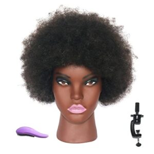 Cosmetology Mannequin Head: Afro American 100% Human Hair Training