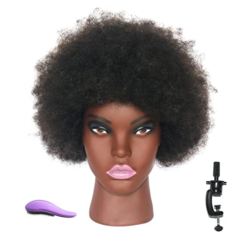 Cosmetology Mannequin Head: Afro American 100% Human Hair Training