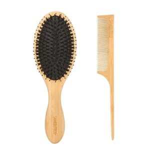 Eco-friendly bamboo hair brush set