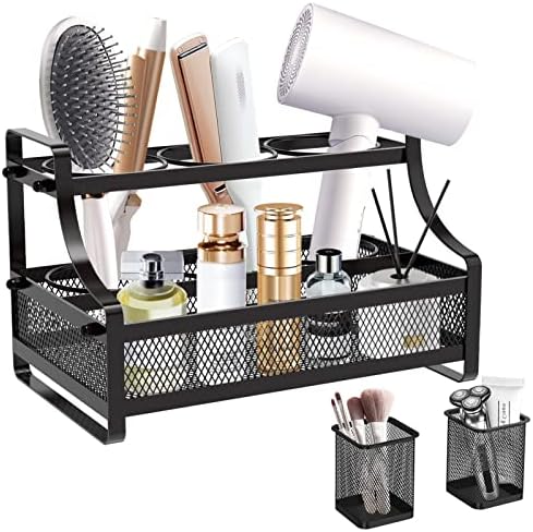 Hair tool holder for blow dryer and curling iron.