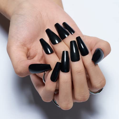 Matte Black Acrylic Coffin Nails - Image 5
