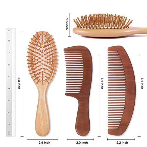 Natural wood hair brush for eco-friendly grooming. - Image 2