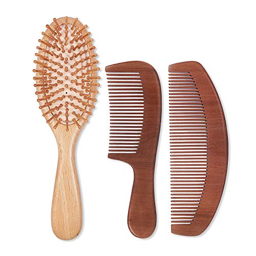 Natural wood hair brush for eco-friendly grooming.