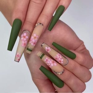24pc Retro Acrylic Nail Art Designs for Stylish Manicures, Medium Size
