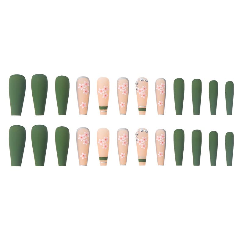 24pc Retro Acrylic Nail Art Designs for Stylish Manicures, Medium Size - Image 3