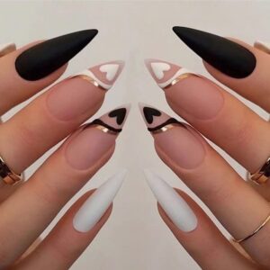 Chic White Stiletto Acrylic Nail Tips Extra Long Size Medium