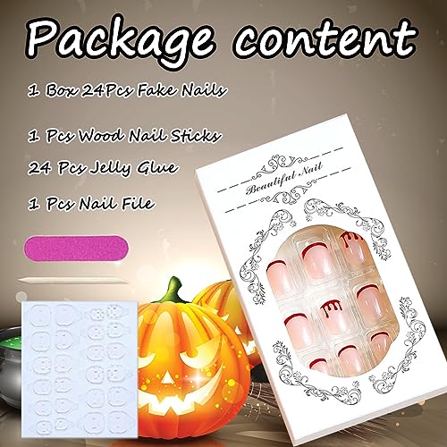 Vibrant Blood Red Acrylic Nail Design Kit - 24 Piece Set - Image 5