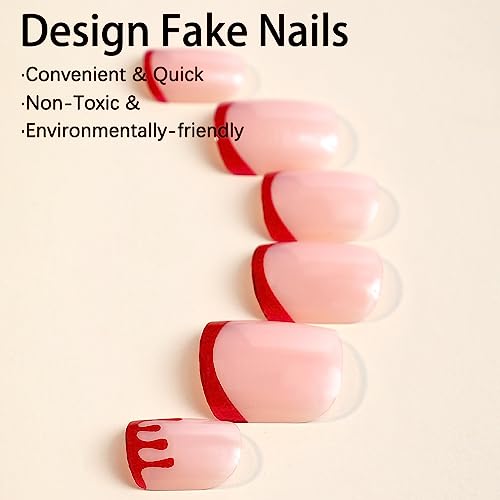 Vibrant Blood Red Acrylic Nail Design Kit - 24 Piece Set - Image 3