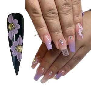 Violet acrylic nails for a trendy look.
