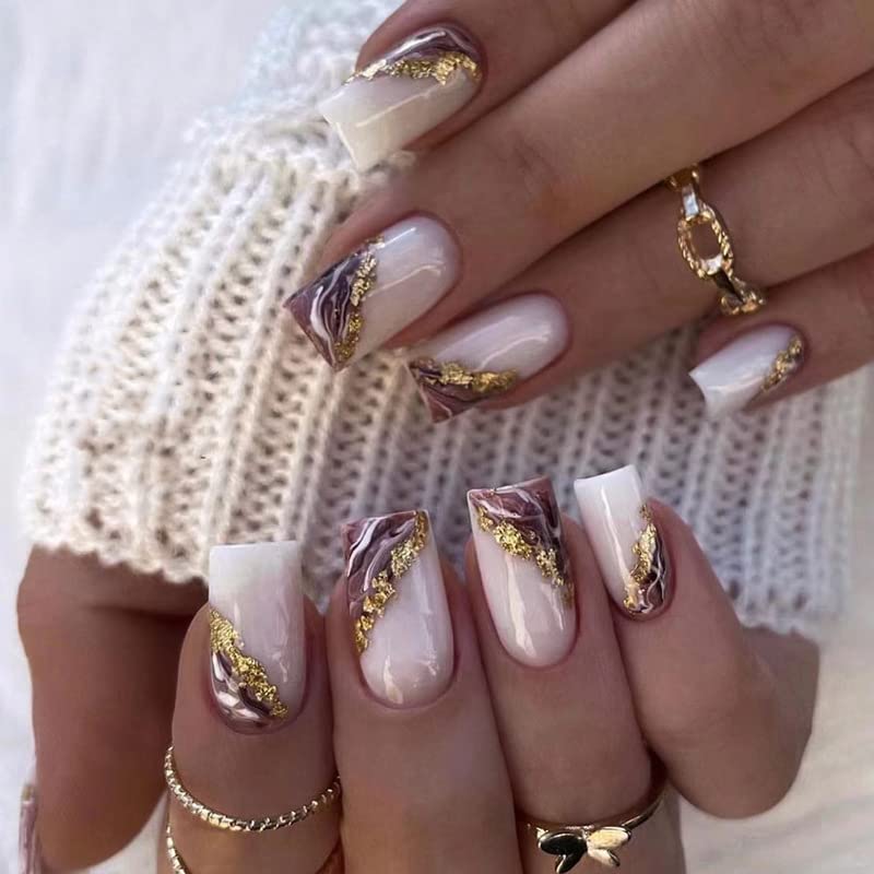 White Marble Acrylic Nails