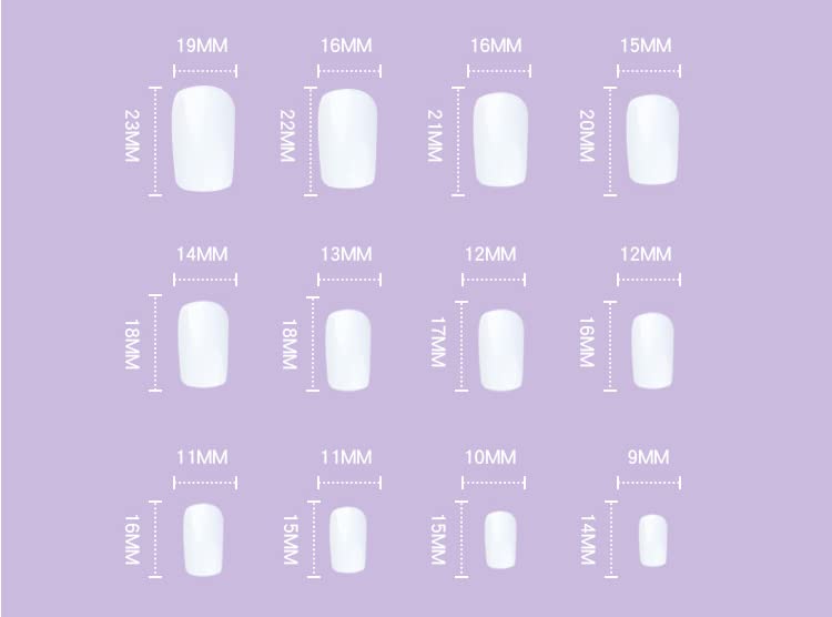 Short White Tip Acrylic Coffin Nails - 100 Count Pack - Image 6