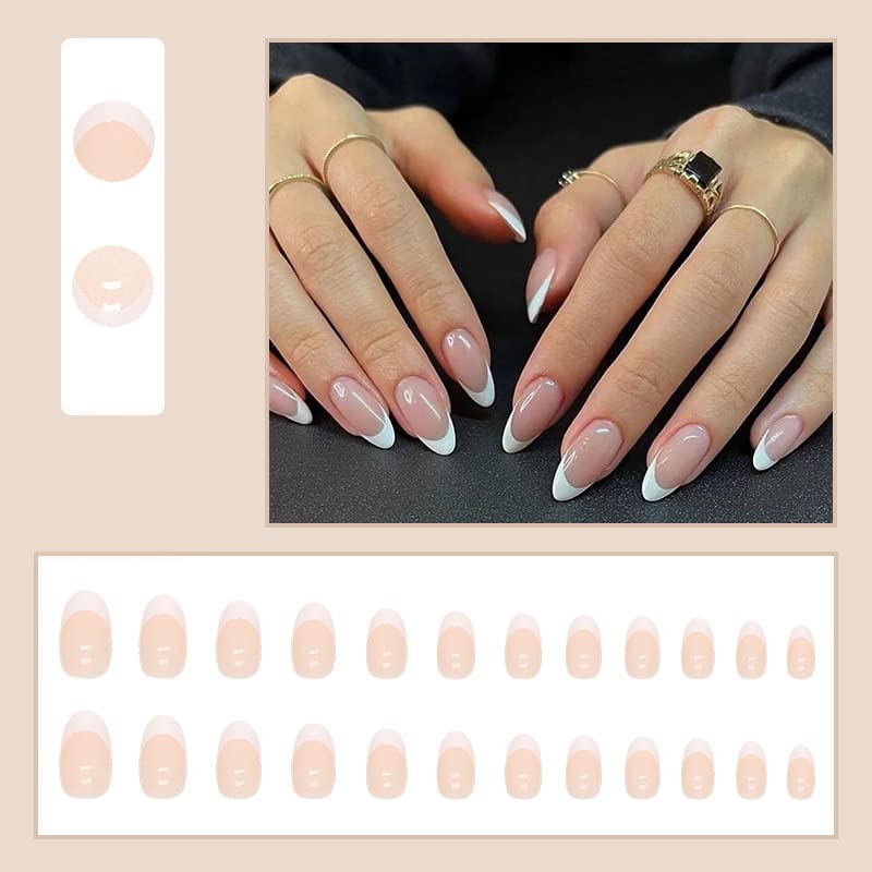 Classic White Tip Acrylic Nails - Elegant and Timeless Set - Image 2