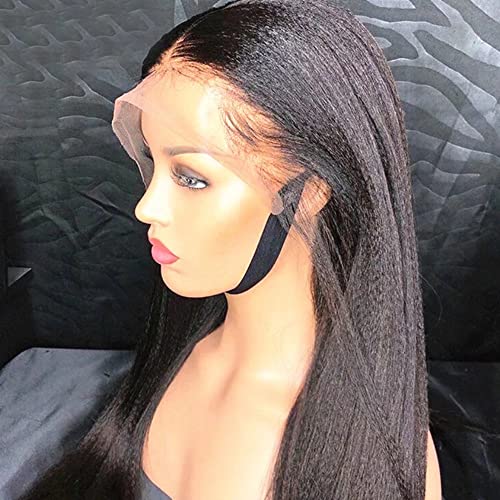 Yaki Human Hair Lace Front Wig - Natural Black, 150% Density - Image 3