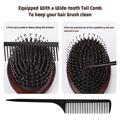 Women's Natural Boar Bristle Hairbrush for Detangling and Shine - Image 5