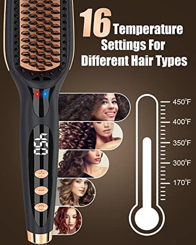 Electric Hair Straightening Brush for Women Fast Styling Black - Image 6