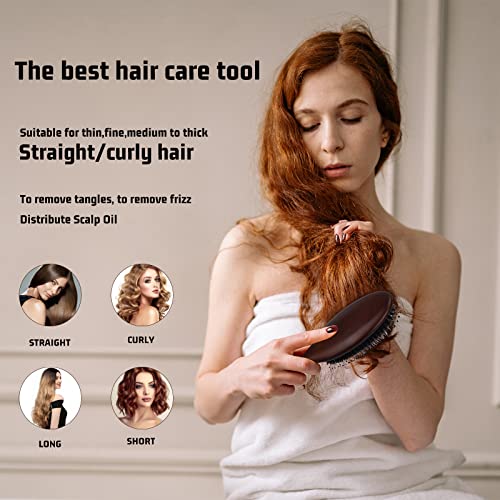 Women's Natural Boar Bristle Hairbrush for Detangling and Shine - Image 6
