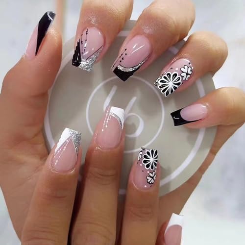 White Short Coffin Acrylic Nails
