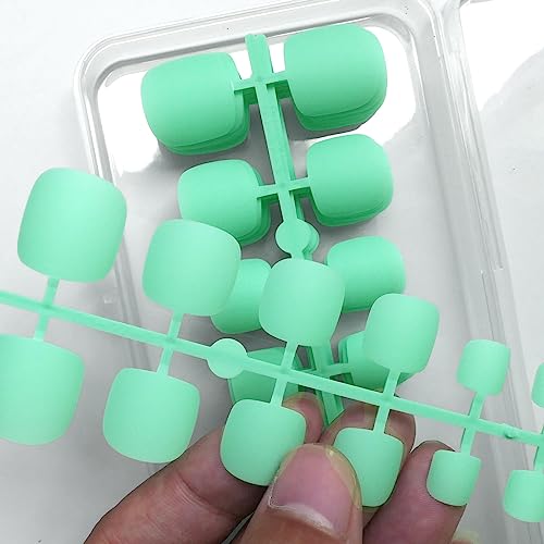 Matte Dark Green Acrylic Nails - Image 7