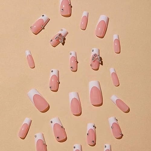White Butterfly Acrylic Nails - Image 2