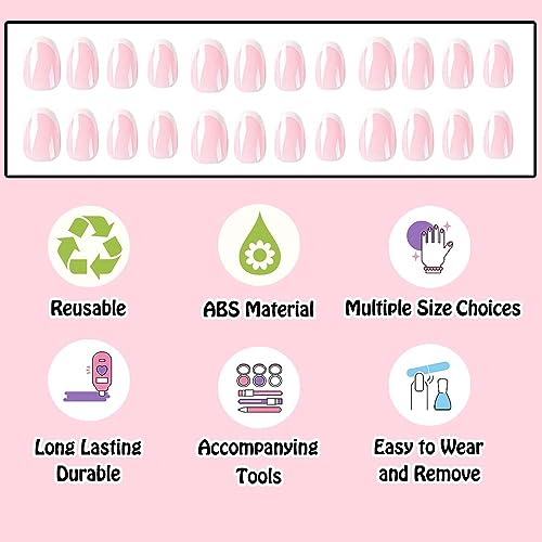 French Manicure on Oval Acrylic Nails - Image 3