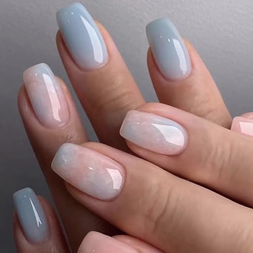 Pink and grey acrylic nails design.