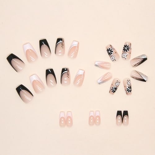 White Short Coffin Acrylic Nails - Image 3